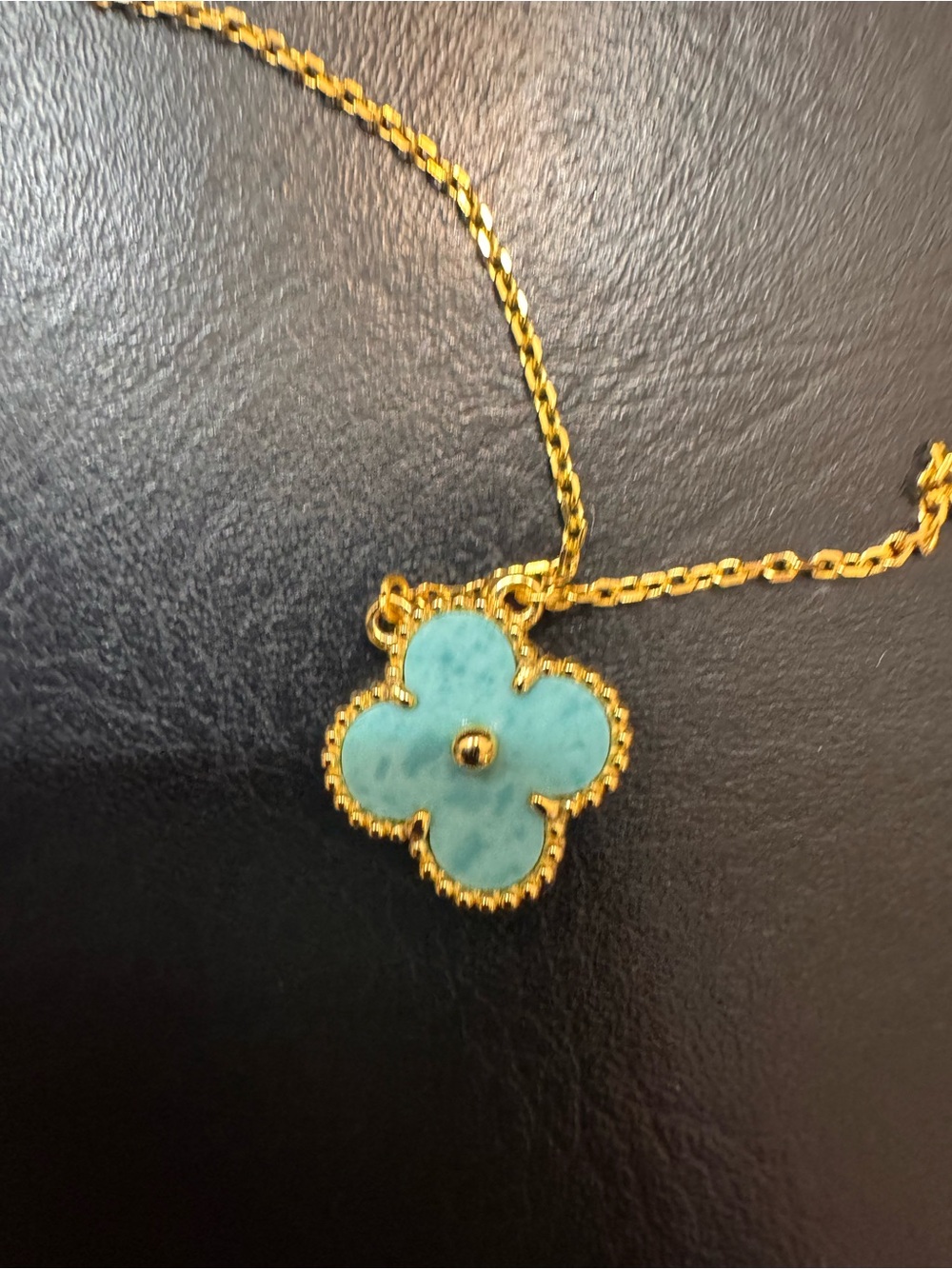 Gold-Tone Flower Pendant Necklace with Turquoise Accent
